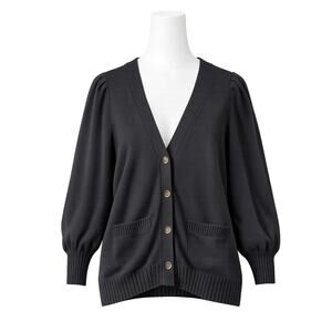 Who What Wear Puff Sleeve Cardigan - Black - Size L
